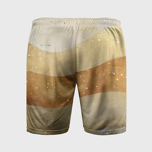 Мужские спортивные шорты Бежево-золотые полосы с блестками / 3D-принт – фото 2