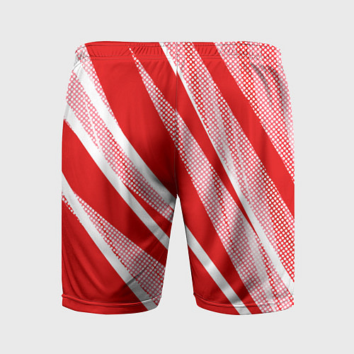 Мужские спортивные шорты Красно-белый абстракция с полосами / 3D-принт – фото 2