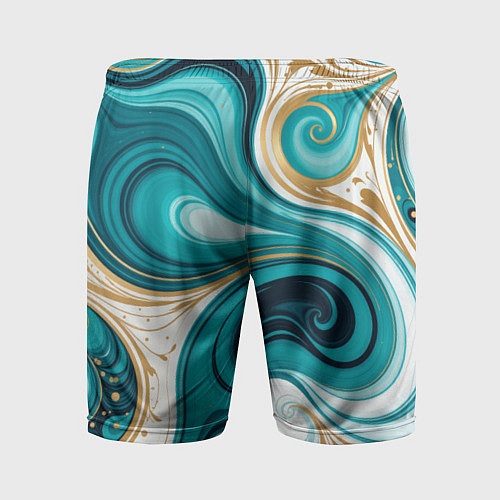 Мужские спортивные шорты Бирюза и золото / 3D-принт – фото 2