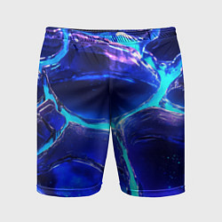 Шорты спортивные мужские Объемные плиты в неоновом свечение, цвет: 3D-принт