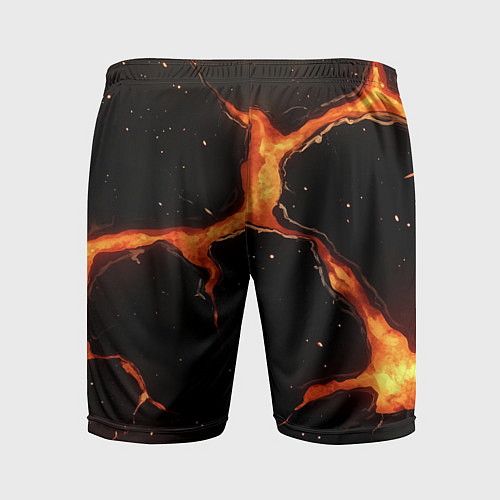 Мужские спортивные шорты Оранжевый разлом на черной текстуре / 3D-принт – фото 2