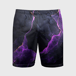Шорты спортивные мужские Фиолетово-черная объемная текстура, цвет: 3D-принт