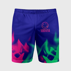 Шорты спортивные мужские Nirvana fire neon, цвет: 3D-принт