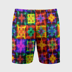 Шорты спортивные мужские Неоновое стекло абстракция, цвет: 3D-принт