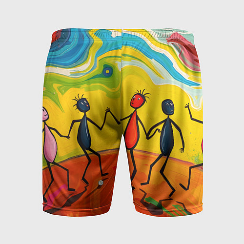 Мужские спортивные шорты Дружба человечков / 3D-принт – фото 2