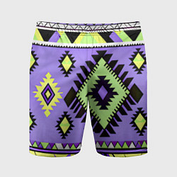 Мужские спортивные шорты Геометрический сиренево желтый орнамент ацтеков