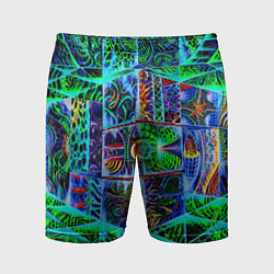 Шорты спортивные мужские Психоделика узор кислотный, цвет: 3D-принт
