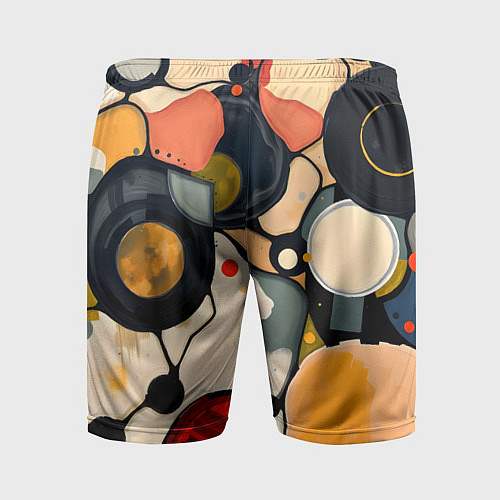 Мужские спортивные шорты Абстракция с кругами и краской / 3D-принт – фото 2