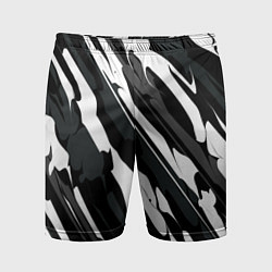 Шорты спортивные мужские Разводы белым на черном, цвет: 3D-принт