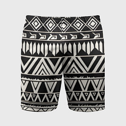 Мужские спортивные шорты Черно белый орнамент в этническом стиле