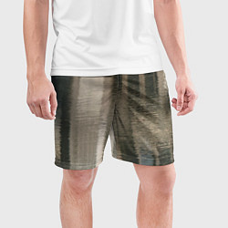 Шорты спортивные мужские Размытые серо-бежевые полосы, цвет: 3D-принт — фото 2