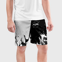 Шорты спортивные мужские Nasa черно белый огонь, цвет: 3D-принт — фото 2