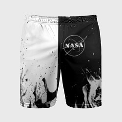 Шорты спортивные мужские Nasa черно белый огонь, цвет: 3D-принт