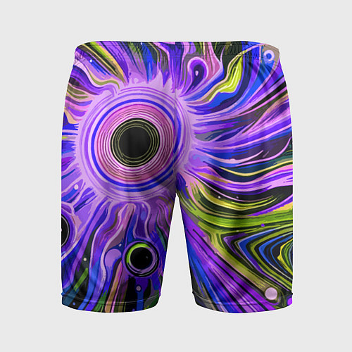 Мужские спортивные шорты Абстрактный неоновый космос - чёрная дыра / 3D-принт – фото 2