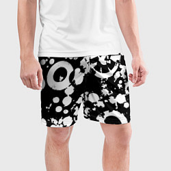 Шорты спортивные мужские Модная чб абстракция - нейроарт, цвет: 3D-принт — фото 2
