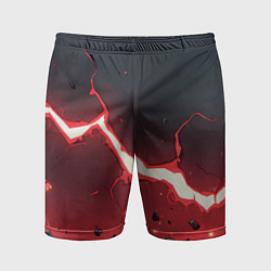 Мужские спортивные шорты Красная молния на черной текстуре