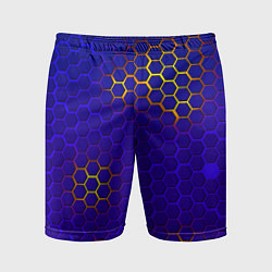 Шорты спортивные мужские Неоновые соты броня, цвет: 3D-принт