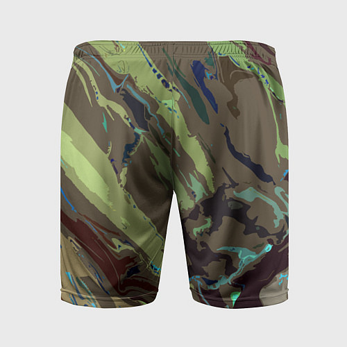 Мужские спортивные шорты Абстракция тон хаки / 3D-принт – фото 2