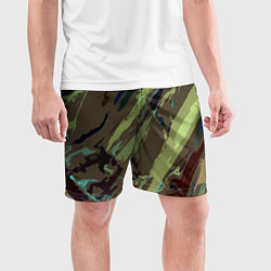 Шорты спортивные мужские Абстракция тон хаки, цвет: 3D-принт — фото 2