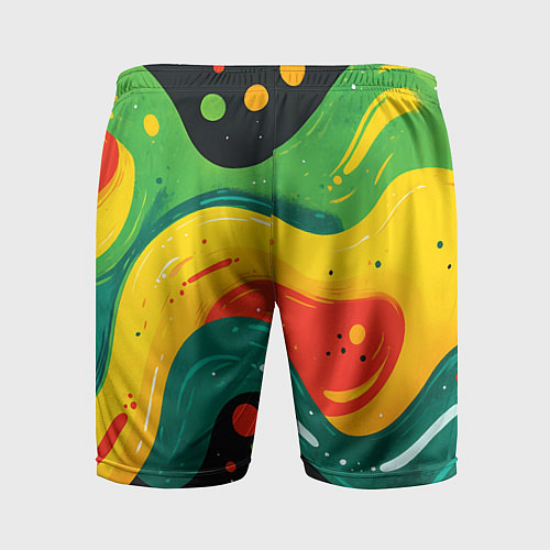 Мужские спортивные шорты Желто-зеленая краска текстура / 3D-принт – фото 2