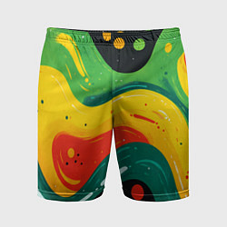 Мужские спортивные шорты Желто-зеленая краска текстура