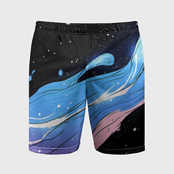 Шорты спортивные мужские Синяя волна на черном - текстура, цвет: 3D-принт