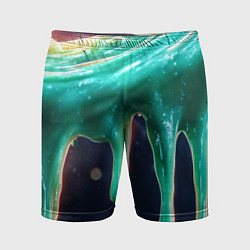 Мужские спортивные шорты Текстура стекающая зеленая клякса