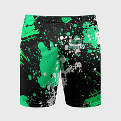 Мужские спортивные шорты Geely на фоне брызг граффити