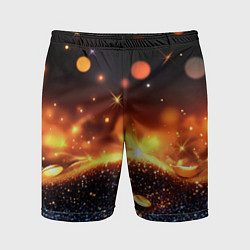 Шорты спортивные мужские Оранжевое боке на черном, цвет: 3D-принт