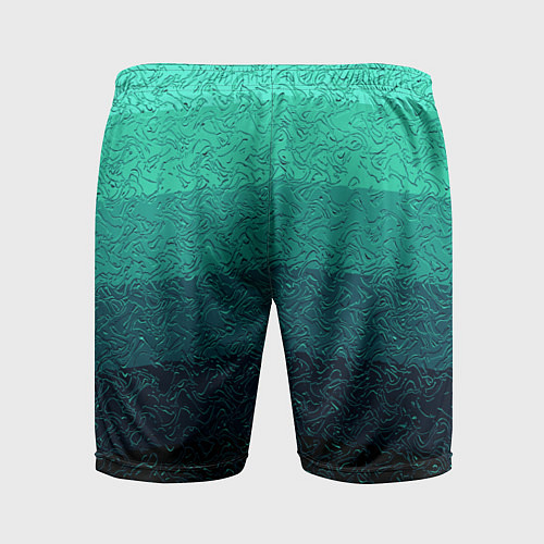 Мужские спортивные шорты Бирюзовый градиент полосами / 3D-принт – фото 2