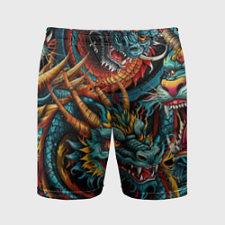 Шорты спортивные мужские Татуировка дракона ирезуми, цвет: 3D-принт