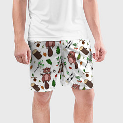 Шорты спортивные мужские Бобер и полено, цвет: 3D-принт — фото 2