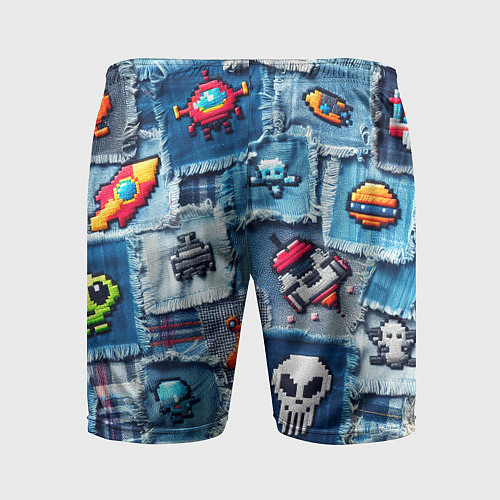 Мужские спортивные шорты Пиксельный космос / 3D-принт – фото 2