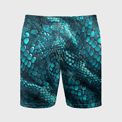 Шорты спортивные мужские Бирюзовая чешуя рептилии - абстрактный паттерн, цвет: 3D-принт