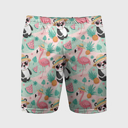 Мужские спортивные шорты Панда фламинго лето ананас
