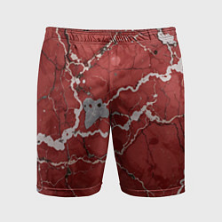 Шорты спортивные мужские Красно-серый мрамор, цвет: 3D-принт