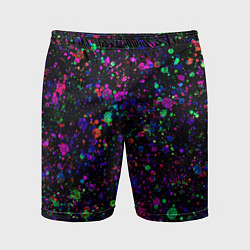 Мужские спортивные шорты Чёрный с разноцветными брызгами