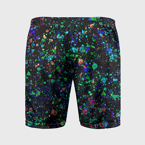 Мужские спортивные шорты Чёрный с брызгами сине-зелёными абстракция / 3D-принт – фото 2