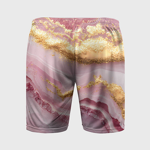 Мужские спортивные шорты Золотая объемная текстура на розовом / 3D-принт – фото 2