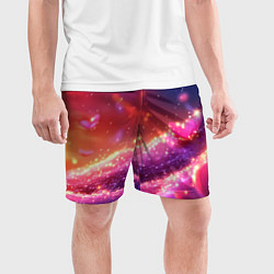 Шорты спортивные мужские Фиолетовые и красные оттенки текстура, цвет: 3D-принт — фото 2