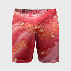 Шорты спортивные мужские Розовая волнистая блестящая текстура, цвет: 3D-принт