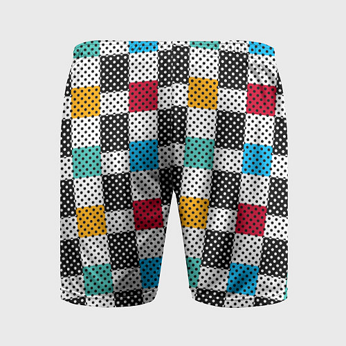 Мужские спортивные шорты Узор в горошек пэчворк разноцветный / 3D-принт – фото 2