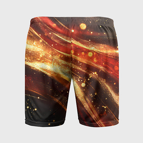 Мужские спортивные шорты Красно-золотая текстура на черном / 3D-принт – фото 2