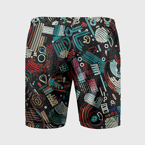 Мужские спортивные шорты Чёрный с абстрактными полосами / 3D-принт – фото 2