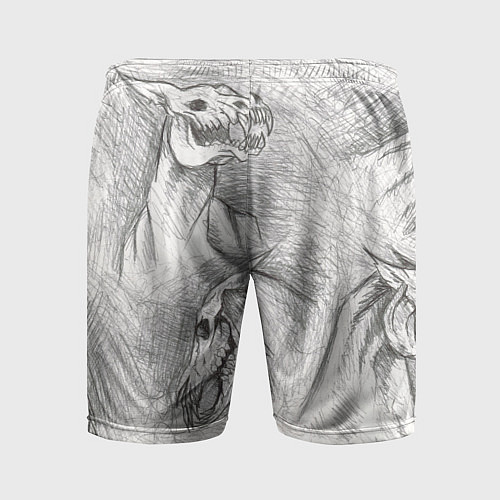 Мужские спортивные шорты Черепа лошадей - эскиз / 3D-принт – фото 2