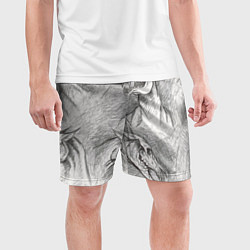 Шорты спортивные мужские Черепа лошадей - эскиз, цвет: 3D-принт — фото 2