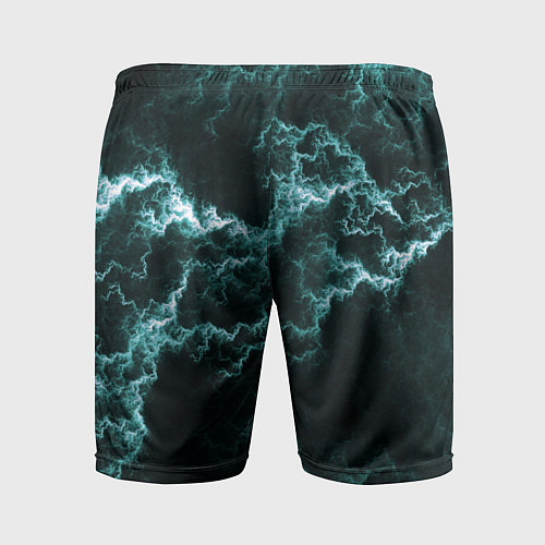 Мужские спортивные шорты Lightning light blue line / 3D-принт – фото 2