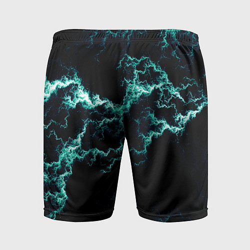 Мужские спортивные шорты Lightning light blue glow / 3D-принт – фото 2
