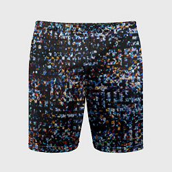 Шорты спортивные мужские Тёмный чёрно-синий мелкий квадрат, цвет: 3D-принт