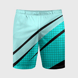 Мужские спортивные шорты Абстрактный чёрно-голубой с полосами